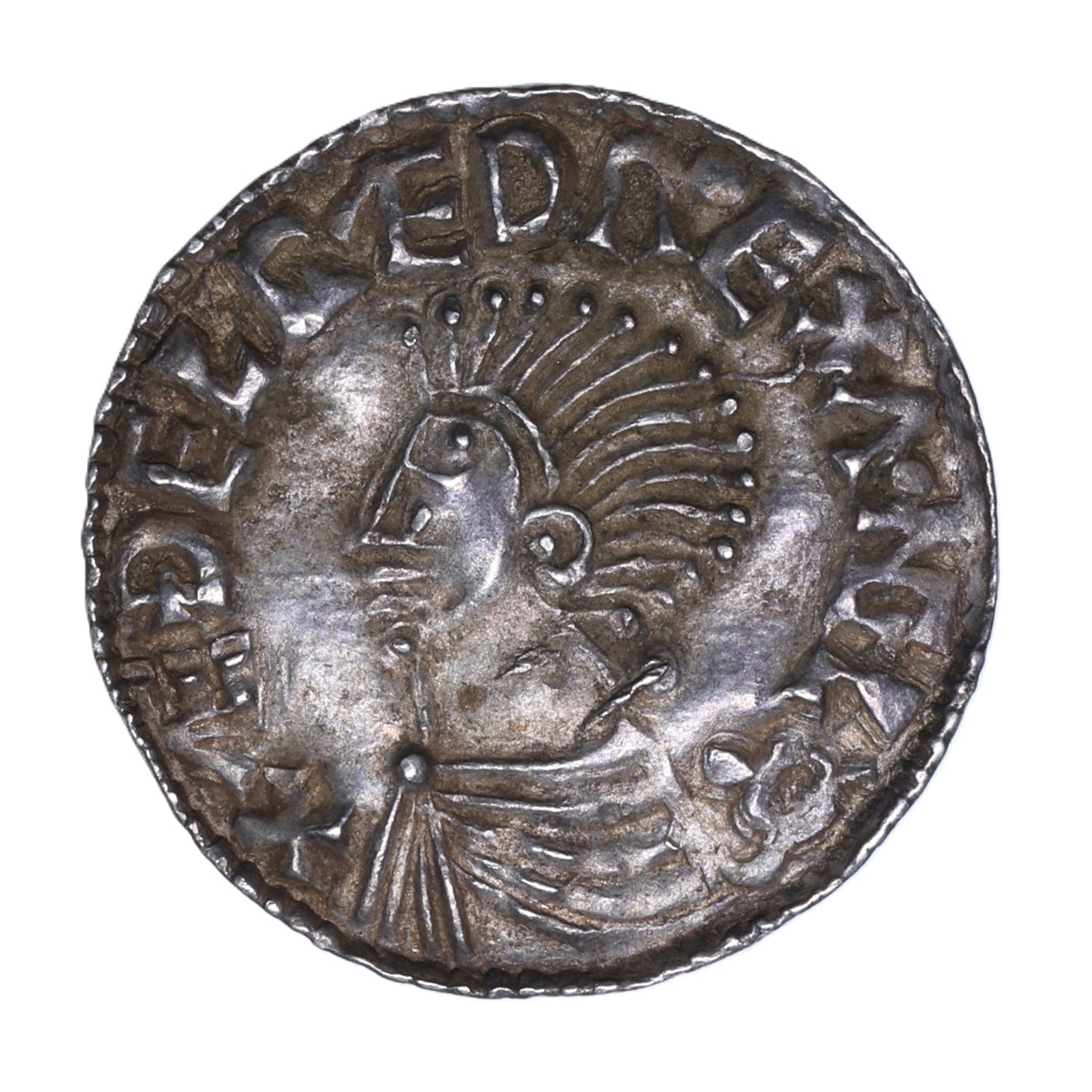 Aethelred II AD 978-1016 Silver Penny Long Cross Type Lincoln