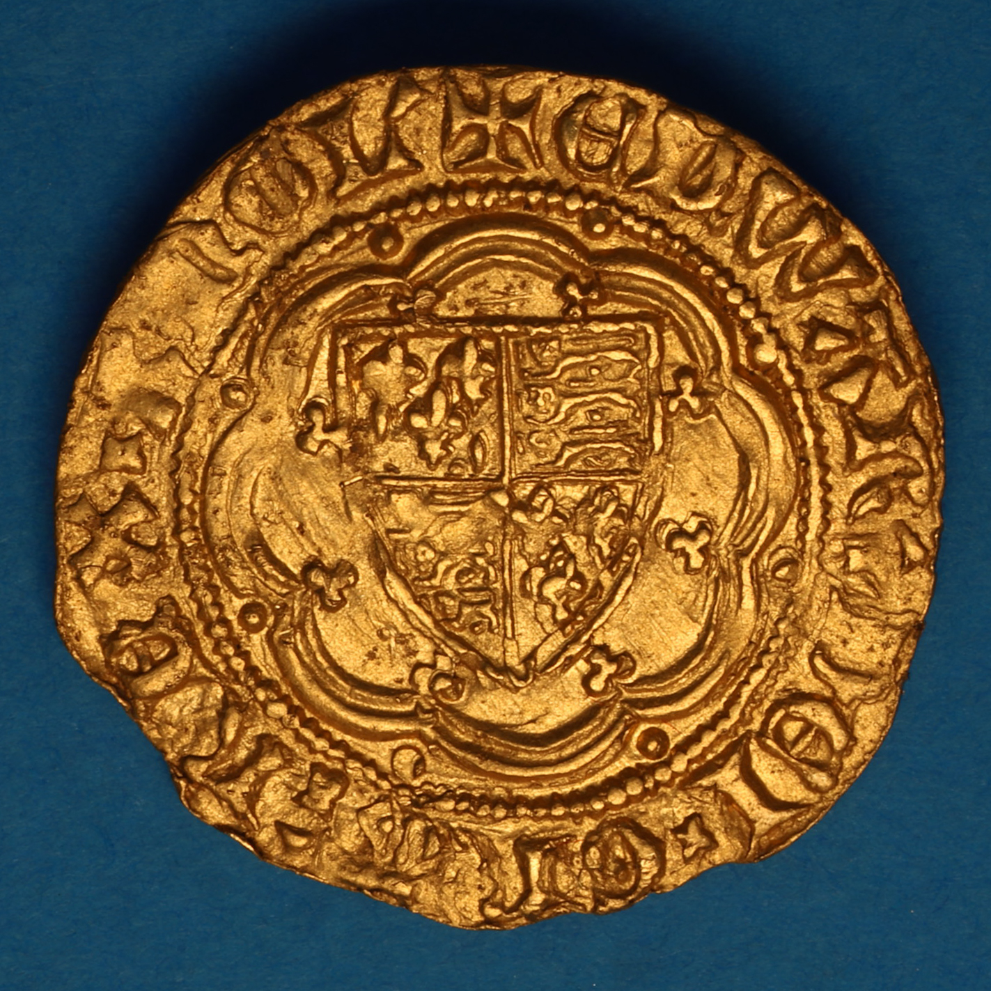 Edward III AD 1327-1377 Gold Quarter Noble Transitional period - Image 3